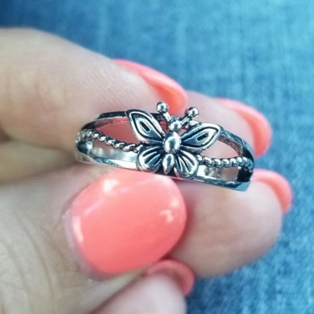 925 stamped Butterfly ring